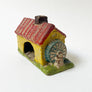 Vintage Yellow House with a Water Wheel Ceramic Incense Burner