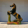 Vintage Chalkware Rearing Horse with Column