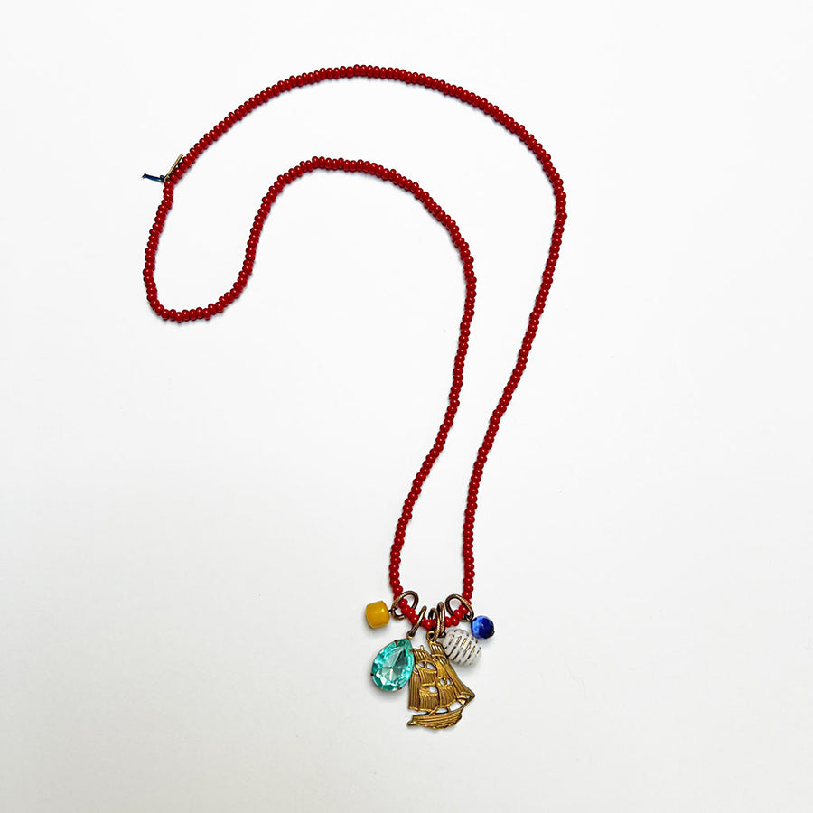 Collage Necklace: Red (ship)