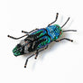 Beaded Black & Blue Iridescent Beetle Embroidered Pin by Trovelore