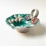 Vintage Ceramic Decorative Bowl with Round Handle Made in Italy