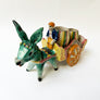 Vintage Handpainted Ceramic Donkey with Cart Made in Italy