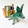 Vintage Handpainted Ceramic Donkey with Cart Made in Italy