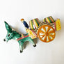 Vintage Handpainted Ceramic Donkey with Cart Made in Italy