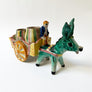 Vintage Handpainted Ceramic Donkey with Cart Made in Italy
