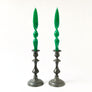 Italian Lacquered Spiral Taper Candle Bright Green, Set of 2