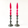 Italian Lacquered Spiral Taper Candle Fuchsia, Set of 2