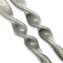 Italian Lacquered Spiral Taper Candle Dove Grey, Set of 2
