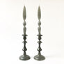 Italian Lacquered Spiral Taper Candle Dove Grey, Set of 2