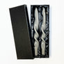 Italian Lacquered Spiral Taper Candle Dove Grey, Set of 2