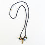 Collage Necklace: Navy Blue with Skull & Crossbones (J2617)