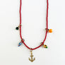 Collage Necklace: Red with Scroll Anchor (J268)