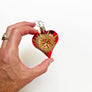 Golden Starburst Red Heart Glass Ornament