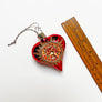 Golden Starburst Red Heart Glass Ornament