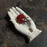 Beaded Lady Bug Embroidered Pin by Trovelore