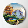 Vintage Ceramic Plate with Hand Painted Landscape & Swan