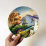 Vintage Ceramic Plate with Hand Painted Landscape & Swan