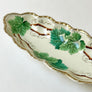 Vintage Hand-Painted Oblong Bowl with Leaves and Branches