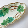 Vintage Hand-Painted Oblong Bowl with Leaves and Branches