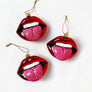 Mouth with Glitter Tongue Glass Ornament