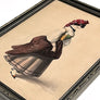 Woman with Mask Print in Vintage Frame