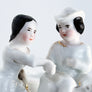 Vintage Sculptural Ceramic Match-Strike with Couple and Dog