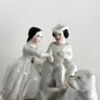 Vintage Sculptural Ceramic Match-Strike with Couple and Dog