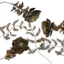 Vintage Brass Flower Stems & Leaf Branches (Set of Six)