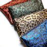 Green Leopard Print Leather Pouch