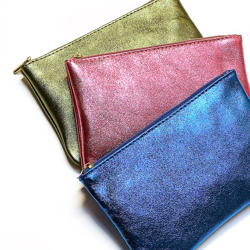 Electric Blue Metallic Leather Pouch – PATCH NYC