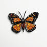 Beaded Orange & Black Butterfly Embroidered Pin by Trovelore