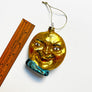 Mustache Man in the Moon Glass Ornament
