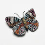 Beaded Multi-Color Speckled Butterfly Embroidered Pin by Trovelore