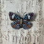 Beaded Multi-Color Speckled Butterfly Embroidered Pin by Trovelore