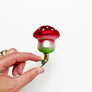 Short Stem Red Cap Mushroom Glass Clip Ornament