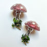 Mushroom with Holly Leaves Clip Glass Ornament
