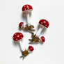 Double Red Cap Mushroom Clip Glass Ornament