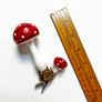 Double Red Cap Mushroom Clip Glass Ornament