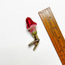 Small Mushroom with a Tall Red Cap Glass Clip Ornament