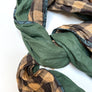 Forest Green & Amber/Brown Plaid Wide Linen Scarf