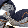 PATCH NYC Navy & Blue Gingham Mixed Fabric Scarf