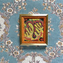Vintage Original Abstract Needlework in Wood Frame