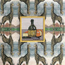 Vintage Original Still Life with Wine Bottle and Cheese Needlework in Wood Frame