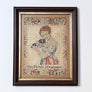 The Child's Amusement - Original Victorian Needlework in Vintage Frame