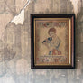The Child's Amusement - Original Victorian Needlework in Vintage Frame