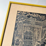 New Orleans Courtyard (Rue Bourbon) Original Vintage Lithograph in Painted Wood Frame