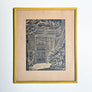 New Orleans Courtyard (Rue Bourbon) Original Vintage Lithograph in Painted Wood Frame