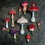 Short Stem Red Cap Mushroom Glass Clip Ornament
