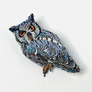 Blue Owl Embroidered Pin by Trovelore
