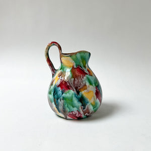 Vintage Ceramic Painterly Small Pitcher Made in Czechoslovakia